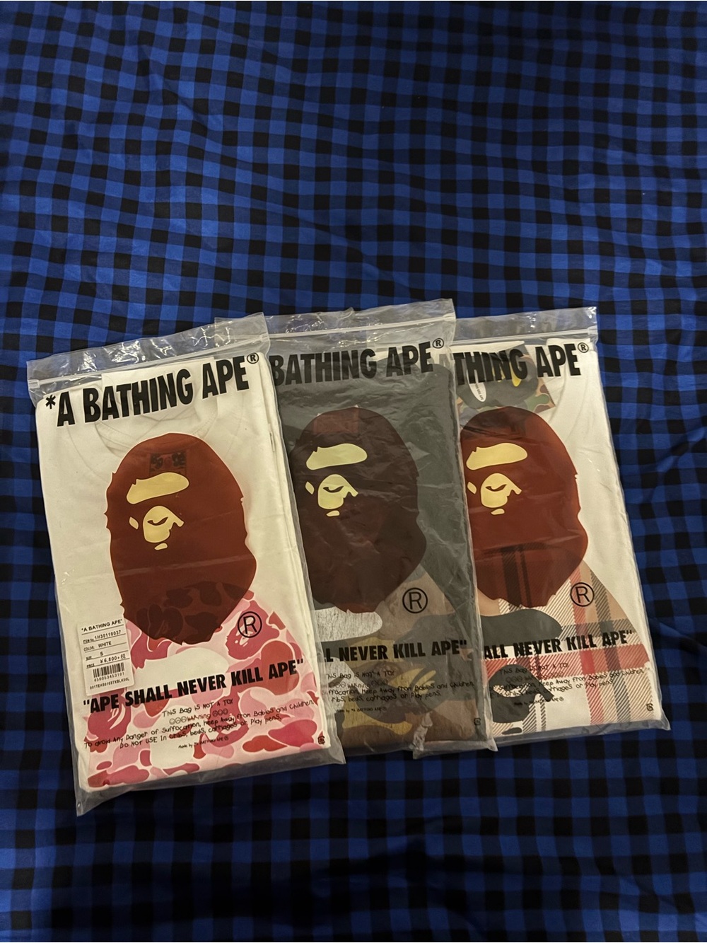 A Bathing Ape Short Sleeve Graphic Tee – White with Brown Ape Print